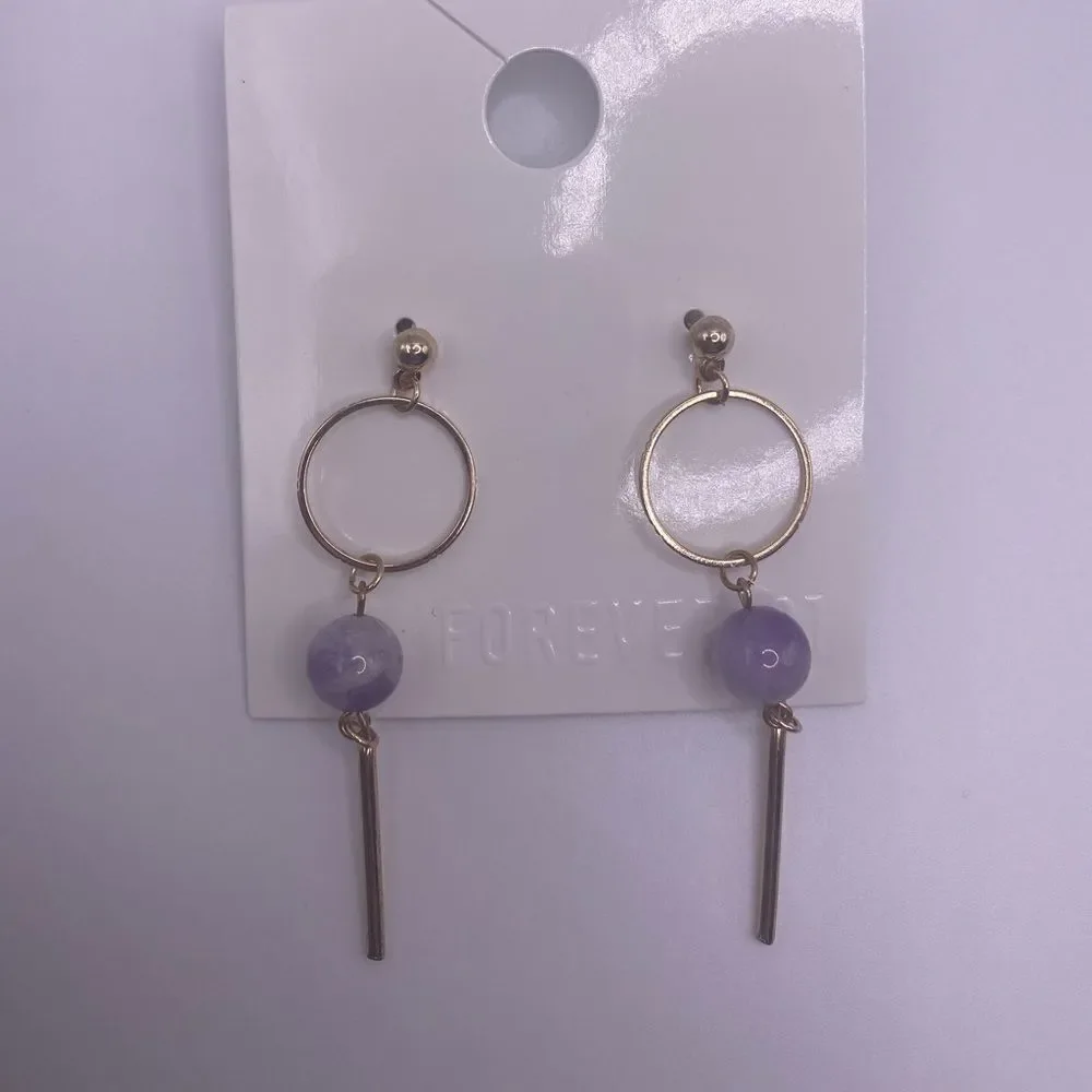 4/$20 Forever 21 Purple & Gold Drop Earrings